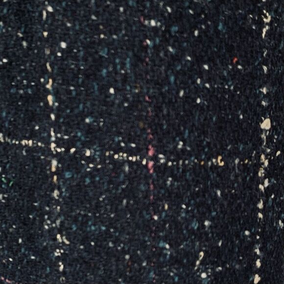 Vintage 80s Women L/XL* Coat Black Tweed Speckled Wool Leather Button Mod Gogo - Picture 5 of 15